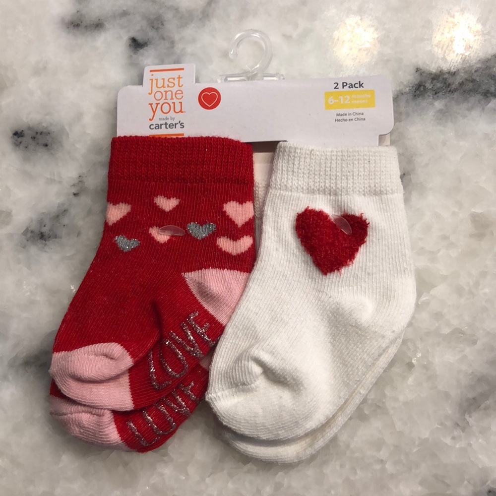Baby Girl’s 2pk Heart Socks - Picture 2 of 2